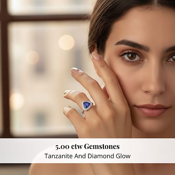 Shop Lc Certified & Appraised Rhapsody 950 Platinum AAAA Tanzanite And E-F VS Diamond Double Halo Ring 8 Grams 5.00 Ctw