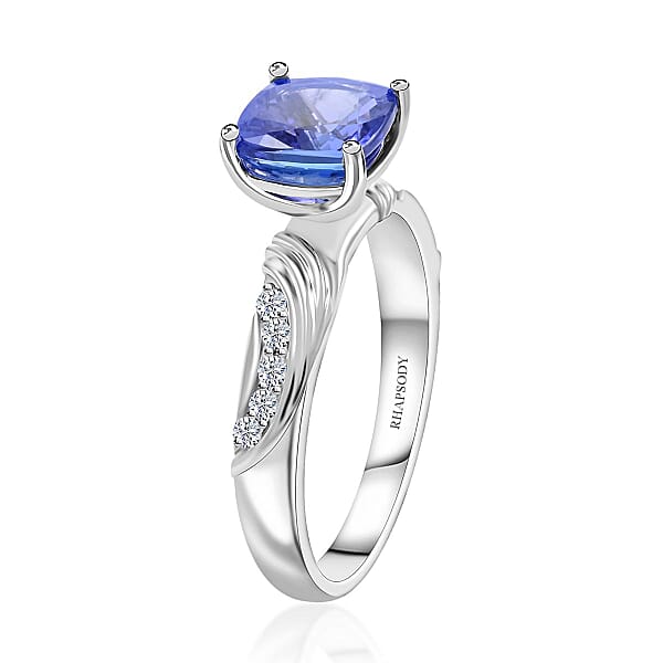 Shop Lc Certified & Appraised Rhapsody 950 Platinum AAAA Tanzanite And E-F VS Diamond Ring 8.15 Grams 2.85 Ctw