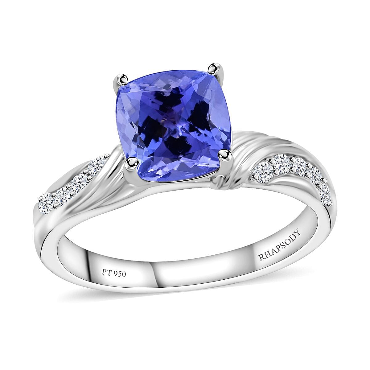 shop lc Certified & Appraised Rhapsody 950 Platinum AAAA Tanzanite and E-F VS Diamond Ring 8.15 Grams 2.85 ctw