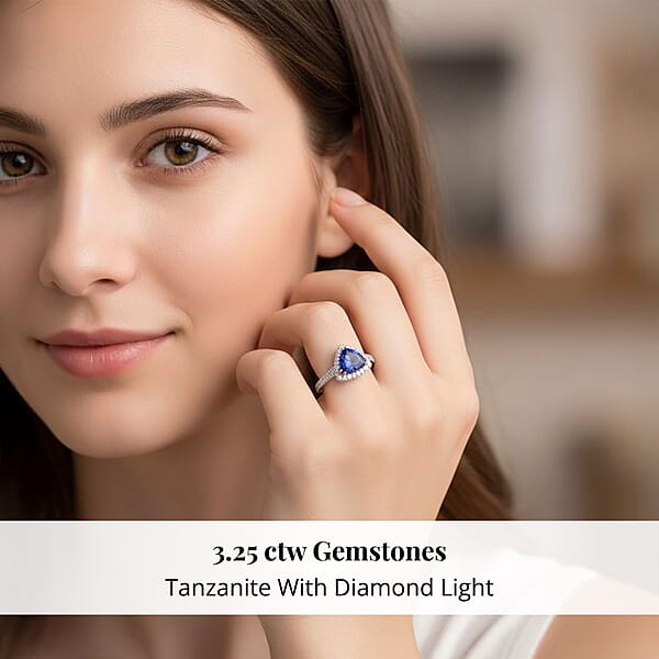 Shop Lc Certified & Appraised Rhapsody 950 Platinum AAAA Tanzanite And E-F VS Diamond Ring 6.65 Grams 3.25 Ctw