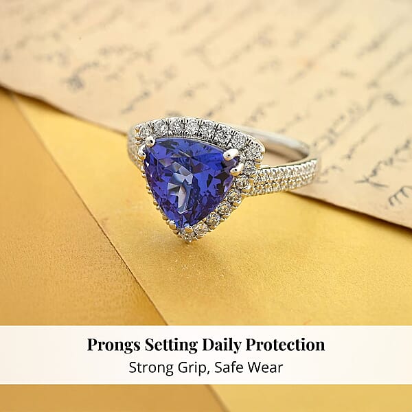 Shop Lc Certified & Appraised Rhapsody 950 Platinum AAAA Tanzanite And E-F VS Diamond Ring 6.65 Grams 3.25 Ctw
