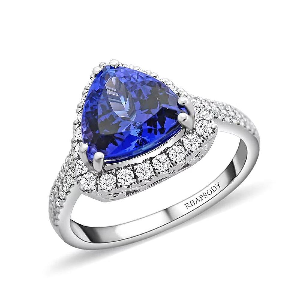 shop lc Certified & Appraised Rhapsody 950 Platinum AAAA Tanzanite and E-F VS Diamond Ring 6.65 Grams 3.25 ctw