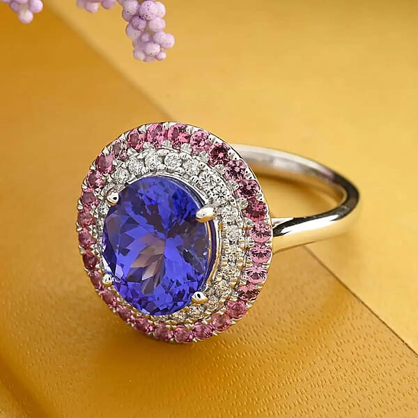 Shop Lc Certified & Appraised Rhapsody 950 Platinum AAAA Tanzanite Mahenge Spinel And E-F VS Diamond Ring 6.80 Grams 3.75 Ctw