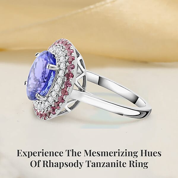 Shop Lc Certified & Appraised Rhapsody 950 Platinum AAAA Tanzanite Mahenge Spinel And E-F VS Diamond Ring 6.80 Grams 3.75 Ctw
