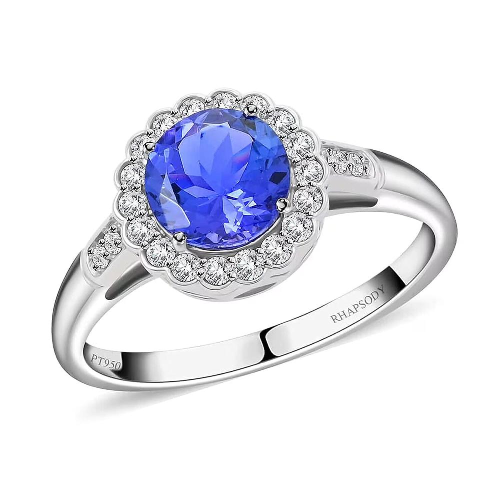 shop lc Certified & Appraised Rhapsody 950 Platinum AAAA Tanzanite and E-F VS Diamond Ring 5.06 Grams 2.10 ctw