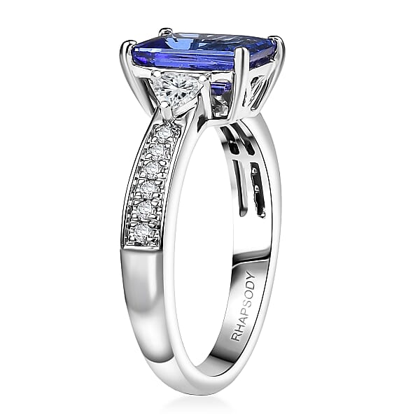 Shop Lc Certified & Appraised Rhapsody 950 Platinum AAAA Tanzanite Diamond (E-F VS) (0.33 Cts) Ring (6.05 G) 2.91 Ctw