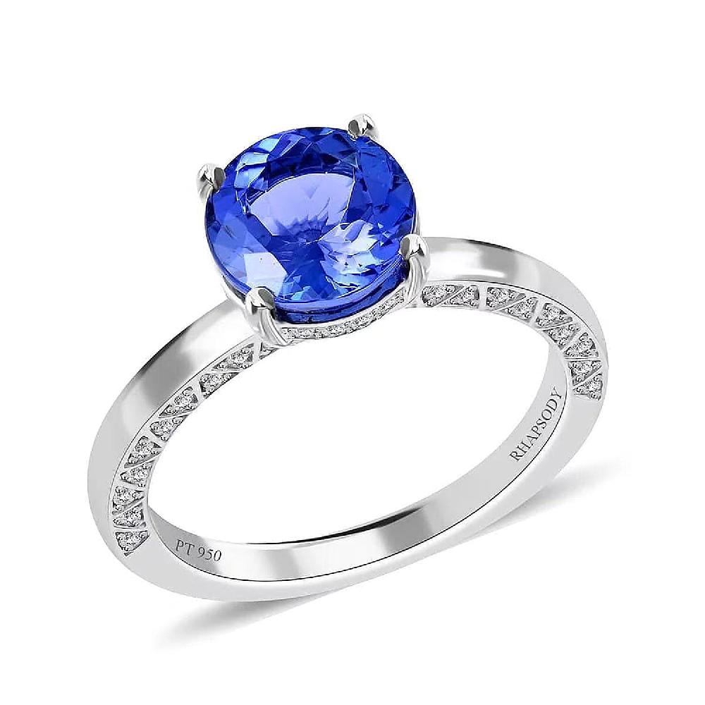 shop lc Certified & Appraised Rhapsody 950 Platinum AAAA Tanzanite and E-F VS Diamond Ring 5.70 Grams 2.50 ctw