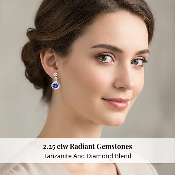 Shop Lc Certified & Appraised Rhapsody 950 Platinum AAAA Tanzanite And E-F VS Diamond Halo Earrings 2.25 Ctw