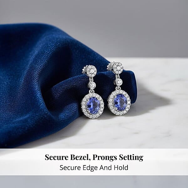 Shop Lc Certified & Appraised Rhapsody 950 Platinum AAAA Tanzanite And E-F VS Diamond Halo Earrings 2.25 Ctw
