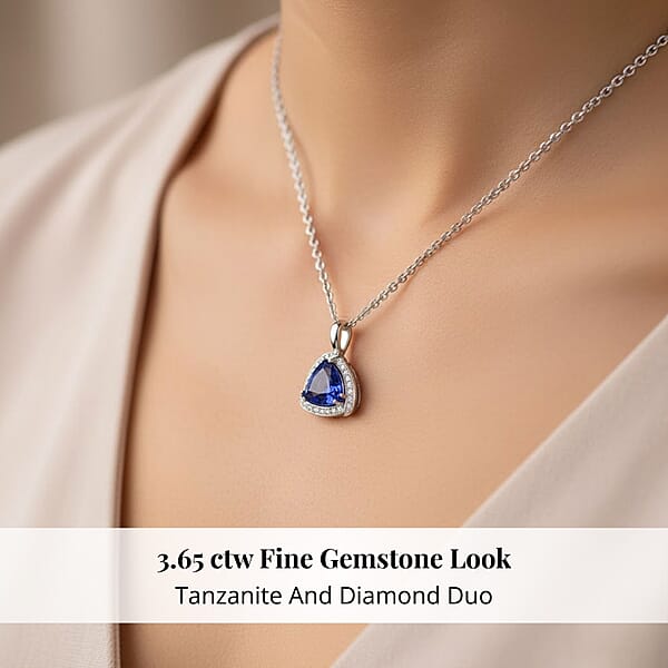 Shop Lc Certified & Appraised Rhapsody 950 Platinum AAAA Tanzanite And E-F VS Diamond Pendant Without Chain 4.5 Grams 3.65 Ctw