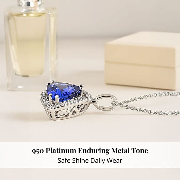 Shop Lc Certified & Appraised Rhapsody 950 Platinum AAAA Tanzanite And E-F VS Diamond Pendant Without Chain 4.5 Grams 3.65 Ctw