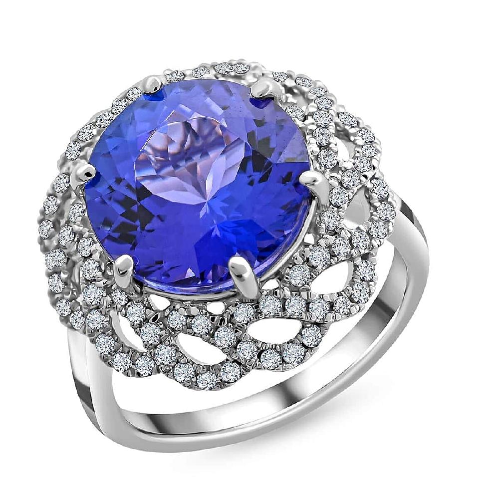 shop lc Certified & Appraised Rhapsody 950 Platinum AAAA Tanzanite and E-F VS Diamond Ring 7.25 Grams 4.85 ctw