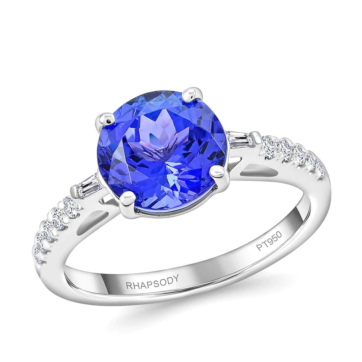 shop lc Certified & Appraised Rhapsody 950 Platinum AAAA Tanzanite and E-F VS Diamond Ring 4.70 Grams 2.75 ctw (Del. in 10-15 Days)