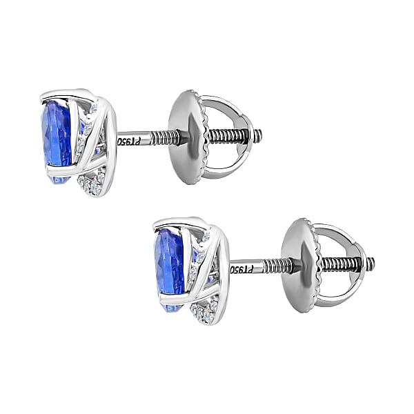 Shop Lc Certified & Appraised Rhapsody 950 Platinum AAAA Tanzanite And E-F VS Diamond Stud Earrings 2.00 Ctw