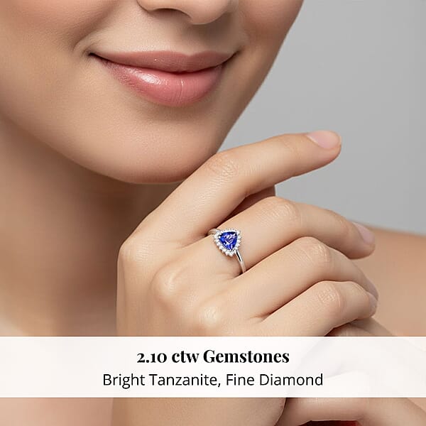 Shop Lc Certified & Appraised Rhapsody 950 Platinum AAAA Tanzanite And E-F VS Diamond Ring 6.24 Grams 2.10 Ctw (Del. In 10-15 Days)