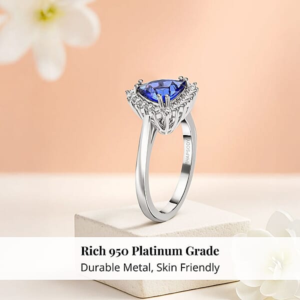 Shop Lc Certified & Appraised Rhapsody 950 Platinum AAAA Tanzanite And E-F VS Diamond Ring 6.24 Grams 2.10 Ctw (Del. In 10-15 Days)
