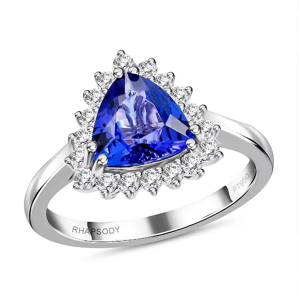 shop lc Certified & Appraised Rhapsody 950 Platinum AAAA Tanzanite and E-F VS Diamond Ring 6.24 Grams 2.10 ctw (Del. in 10-15 Days)