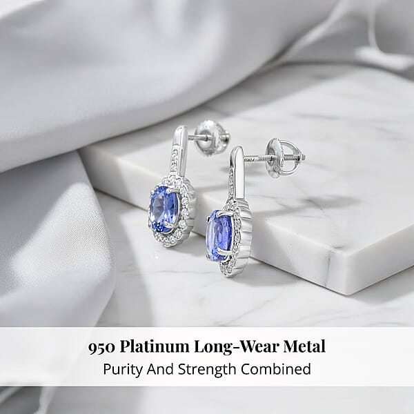 Shop Lc Certified & Appraised Rhapsody 950 Platinum AAAA Tanzanite And E-F VS Diamond Earrings 2.20 Ctw