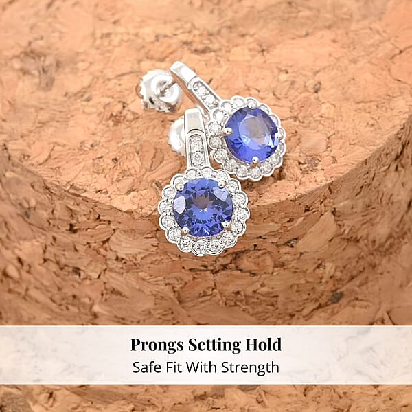 Shop Lc Certified & Appraised Rhapsody 950 Platinum AAAA Tanzanite And E-F VS Diamond Earrings 2.20 Ctw