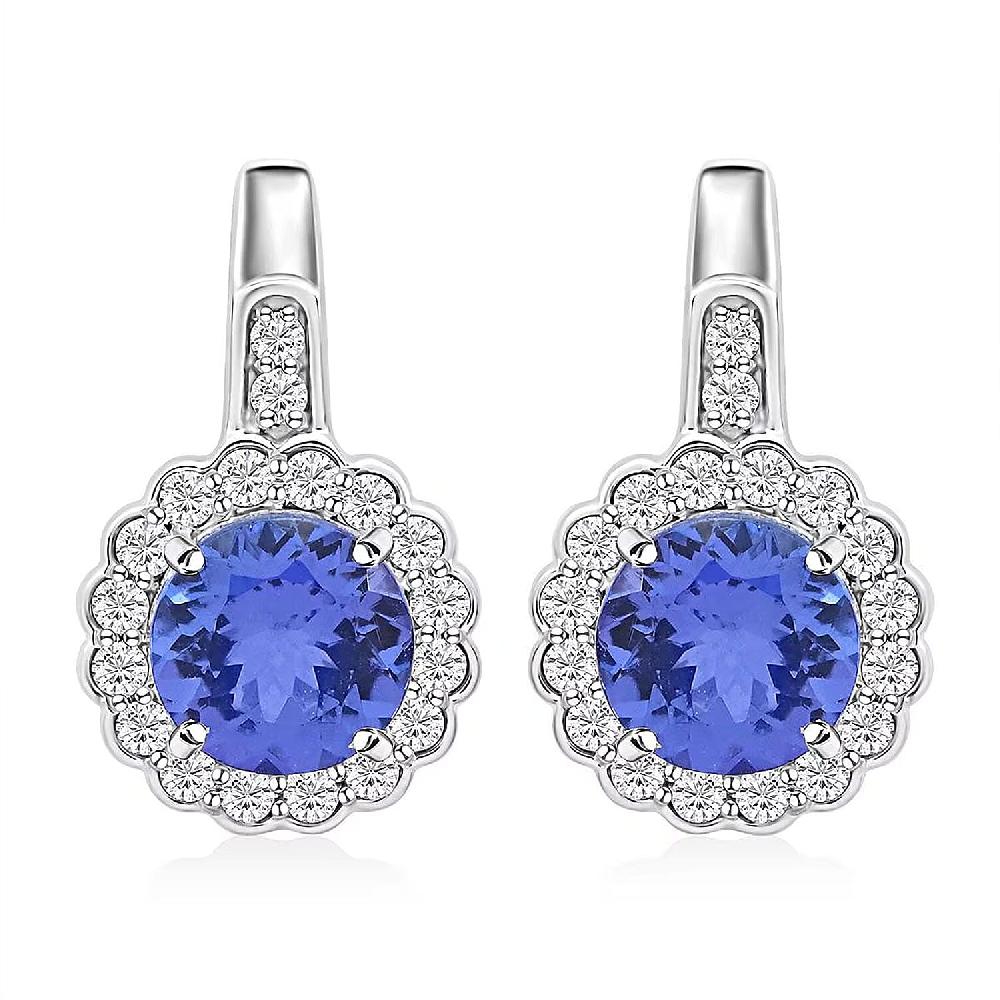 shop lc Certified & Appraised Rhapsody 950 Platinum AAAA Tanzanite and E-F VS Diamond Earrings 2.20 ctw