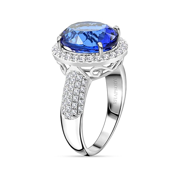 Shop Lc Certified & Appraised Rhapsody 950 Platinum AAAA Tanzanite And E-F VS Diamond Halo Ring 9.24 Grams 8.15 Ctw