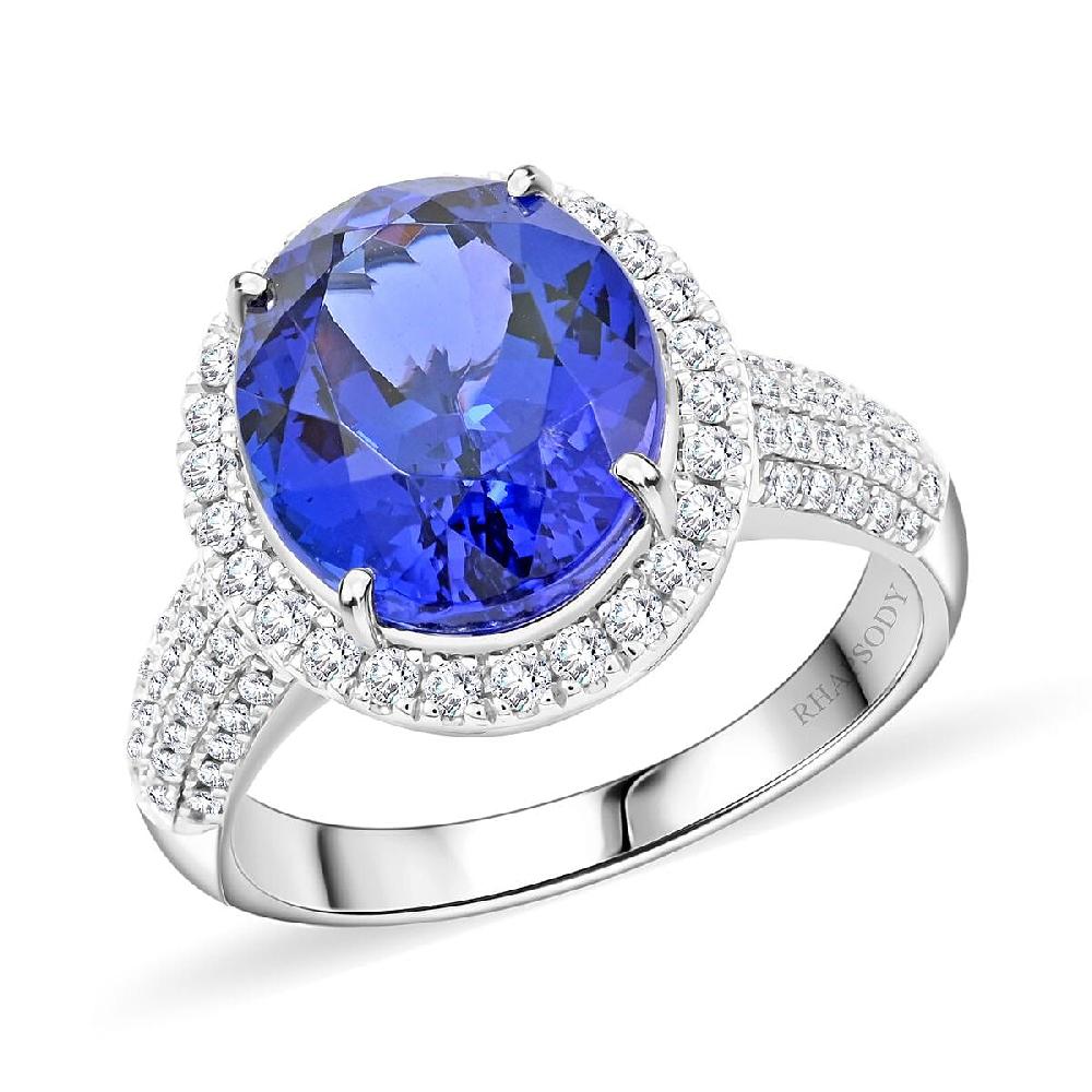 shop lc Certified & Appraised Rhapsody 950 Platinum AAAA Tanzanite and E-F VS Diamond Halo Ring 9.24 Grams 8.15 ctw