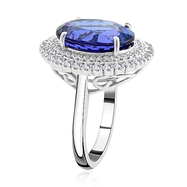 Shop Lc Certified & Appraised Rhapsody 950 Platinum AAAA Tanzanite And E-F VS Diamond Ring 8.55 Grams 8.25 Ctw