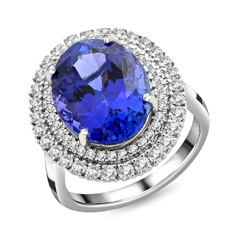 shop lc Certified & Appraised Rhapsody 950 Platinum AAAA Tanzanite and E-F VS Diamond Ring 8.55 Grams 8.25 ctw