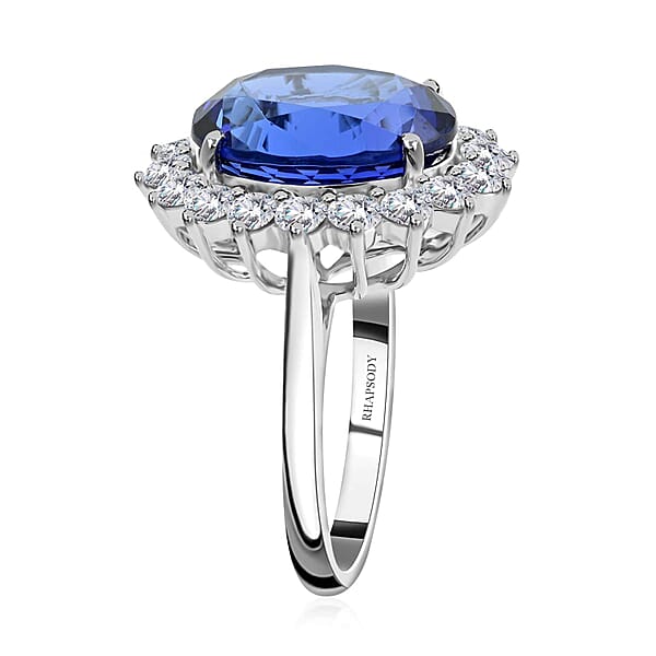 Shop Lc Certified & Appraised Rhapsody 950 Platinum AAAA Tanzanite And E-F VS Diamond Sunburst Ring 9.26 Grams 11.25 Ctw