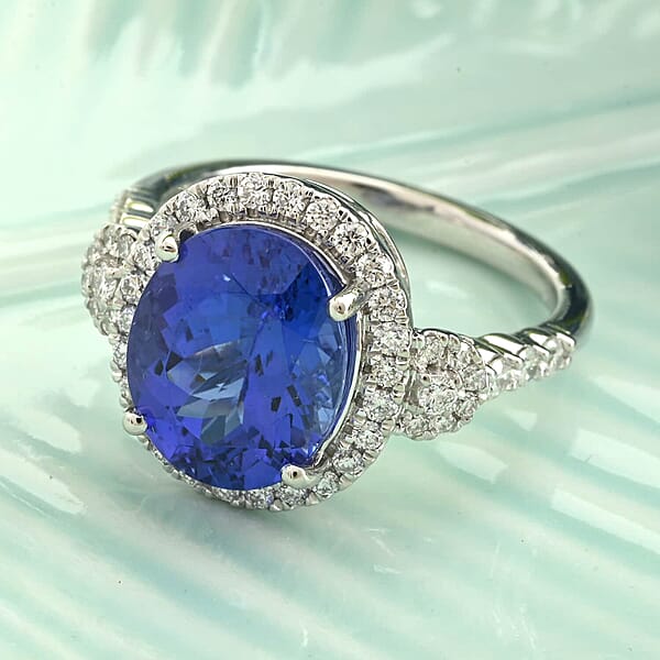 Shop Lc Certified & Appraised Rhapsody 950 Platinum AAAA Tanzanite And E-F VS Diamond Ring 6.25 Grams 4.75 Ctw