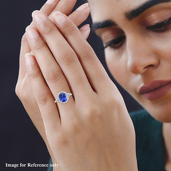 Shop Lc Certified & Appraised Rhapsody 950 Platinum AAAA Tanzanite And E-F VS Diamond Ring 6.25 Grams 4.75 Ctw