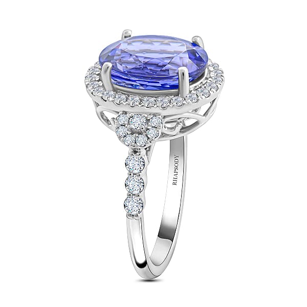 Shop Lc Certified & Appraised Rhapsody 950 Platinum AAAA Tanzanite And E-F VS Diamond Ring 6.25 Grams 4.75 Ctw