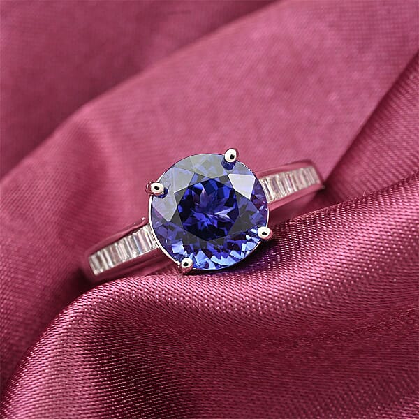 Shop Lc Certified & Appraised Rhapsody 950 Platinum AAAA Tanzanite And E-F VS Diamond Ring 5.25 Grams 3.25 Ctw