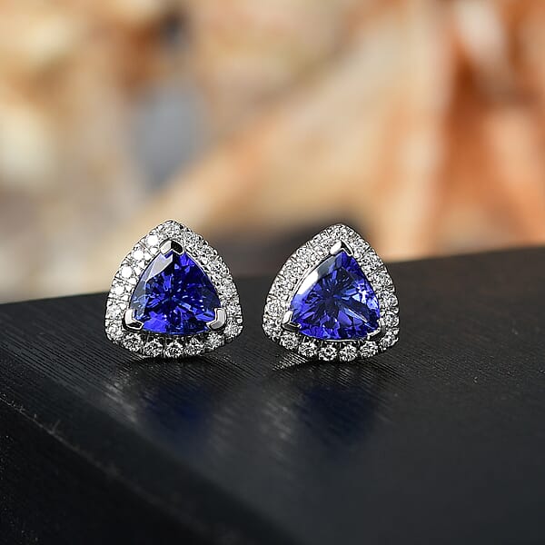 Shop Lc Certified & Appraised Rhapsody 950 Platinum AAAA Tanzanite Diamond (E-F VS) Earrings (Del. In 10-15 Days) 1.46 Ctw