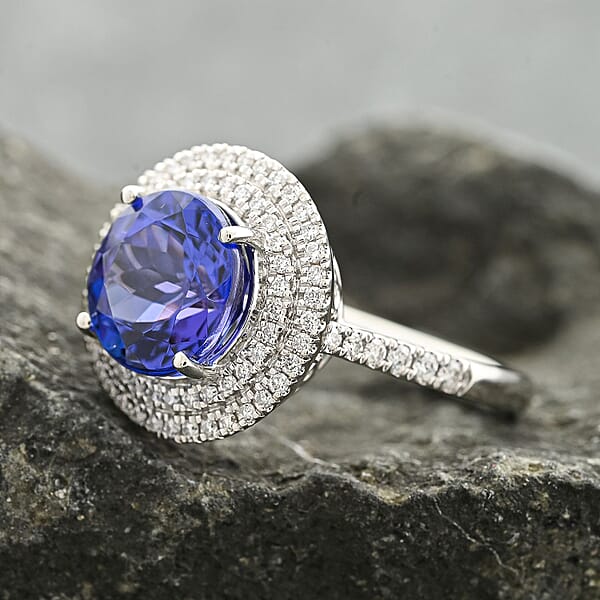 Shop Lc Certified & Appraised Rhapsody 950 Platinum AAAA Tanzanite And E-F VS Diamond Ring 7.10 Grams 3.50 Ctw