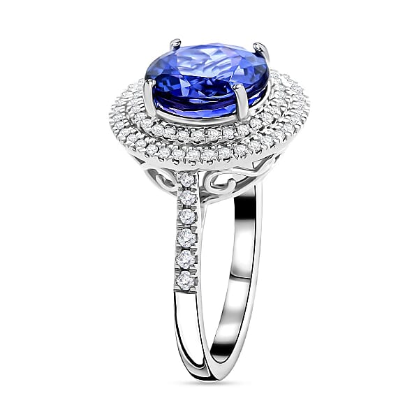 Shop Lc Certified & Appraised Rhapsody 950 Platinum AAAA Tanzanite And E-F VS Diamond Ring 7.10 Grams 3.50 Ctw