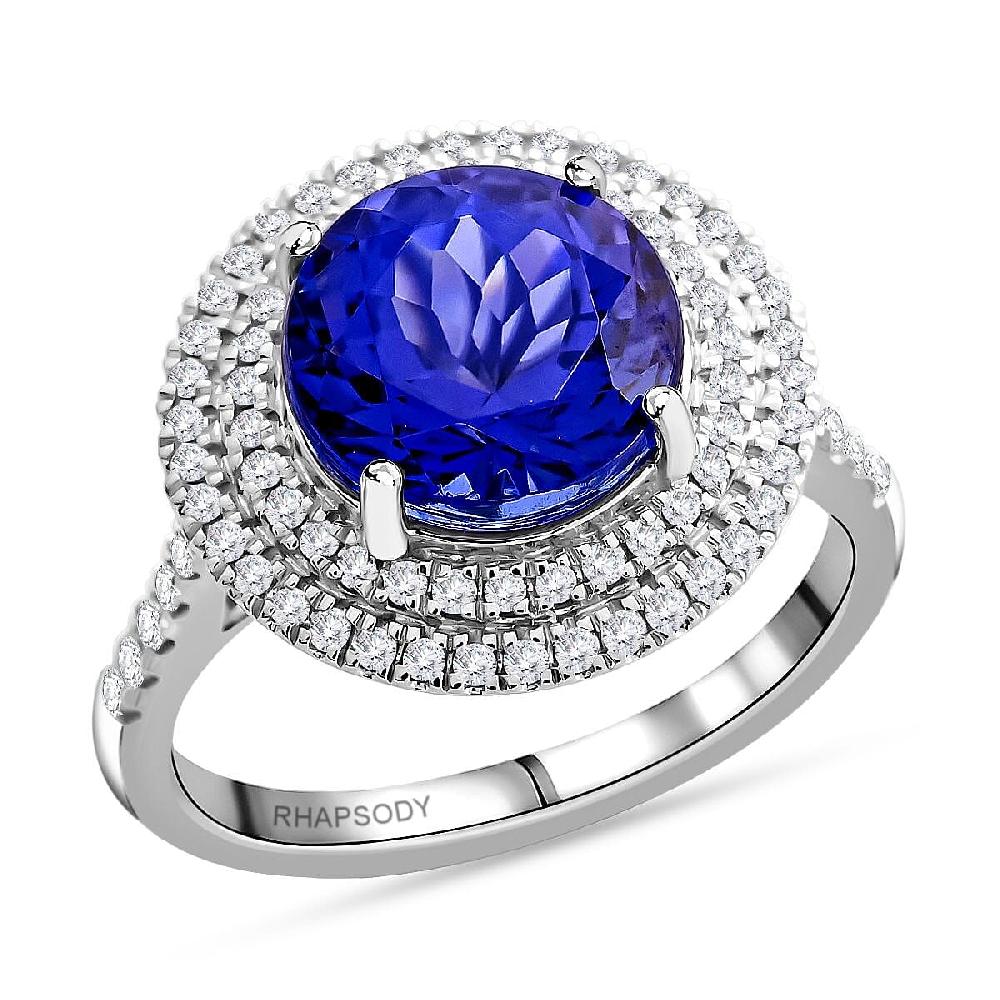 shop lc Certified & Appraised Rhapsody 950 Platinum AAAA Tanzanite and E-F VS Diamond Ring 7.10 Grams 3.50 ctw