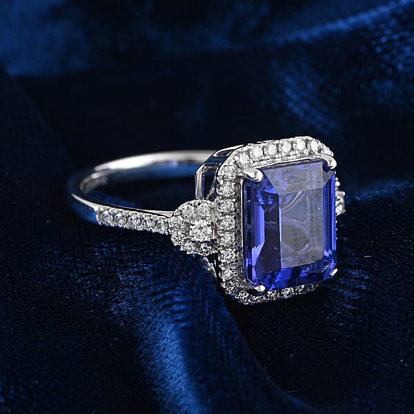 Shop Lc Certified & Appraised Rhapsody 950 Platinum AAAA Tanzanite And E-F VS Diamond Ring 5.80 Grams 3.85 Ctw (Del. In 10-15 Days)