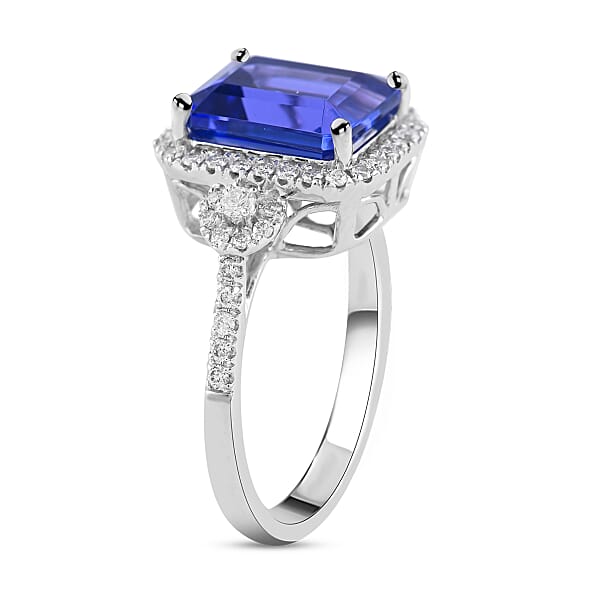 Shop Lc Certified & Appraised Rhapsody 950 Platinum AAAA Tanzanite And E-F VS Diamond Ring 5.80 Grams 3.85 Ctw (Del. In 10-15 Days)
