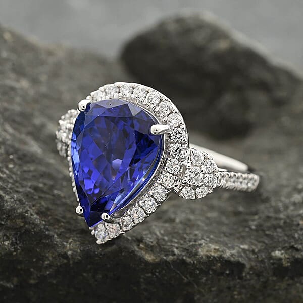 Shop Lc Certified & Appraised Rhapsody 950 Platinum AAAA Tanzanite And E-F VS Diamond Ring 8.65 Grams 7.50 Ctw