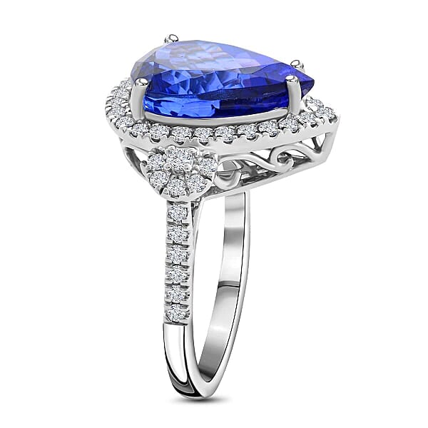 Shop Lc Certified & Appraised Rhapsody 950 Platinum AAAA Tanzanite And E-F VS Diamond Ring 8.65 Grams 7.50 Ctw
