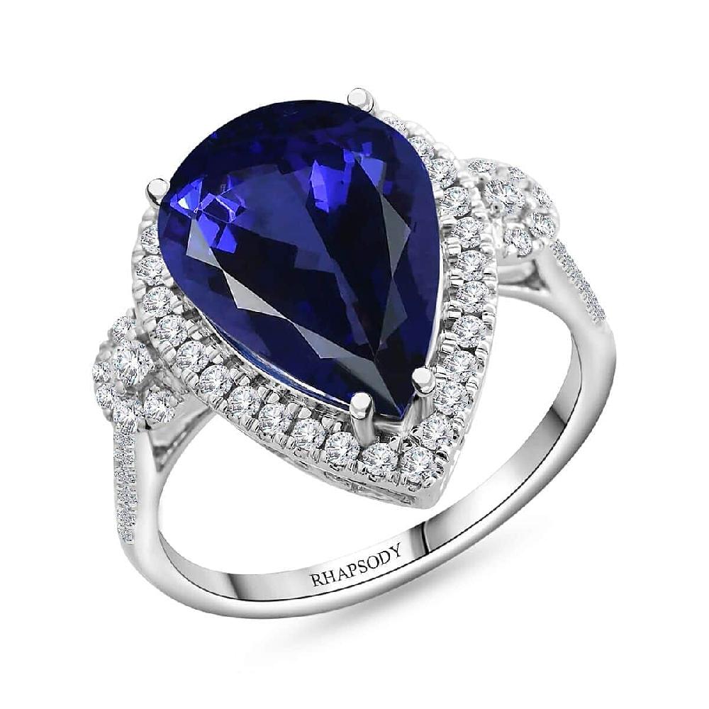 shop lc Certified & Appraised Rhapsody 950 Platinum AAAA Tanzanite and E-F VS Diamond Ring 8.65 Grams 7.50 ctw