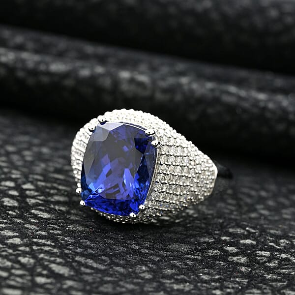 Shop Lc Certified & Appraised Rhapsody 950 Platinum AAAA Tanzanite And E-F VS Diamond Ring 9.35 Grams 6.65 Ctw