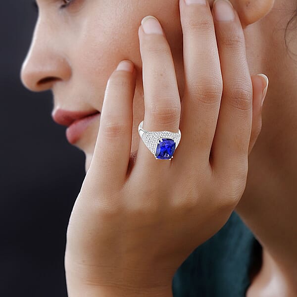 Shop Lc Certified & Appraised Rhapsody 950 Platinum AAAA Tanzanite And E-F VS Diamond Ring 9.35 Grams 6.65 Ctw