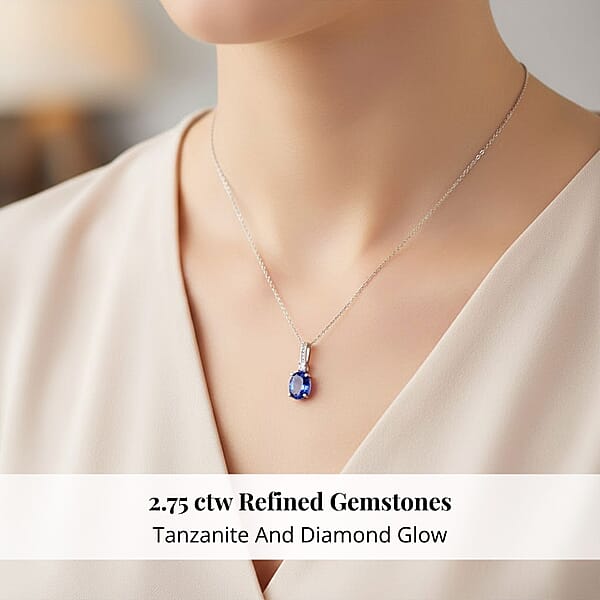 Shop Lc Certified & Appraised Rhapsody 950 Platinum AAAA Tanzanite And E-F VS Diamond Statement Pendant Without Chain 2.75 Ctw
