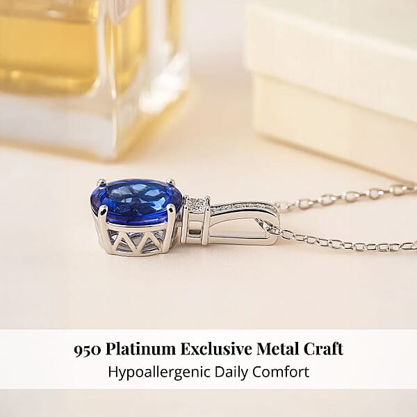 Shop Lc Certified & Appraised Rhapsody 950 Platinum AAAA Tanzanite And E-F VS Diamond Statement Pendant Without Chain 2.75 Ctw