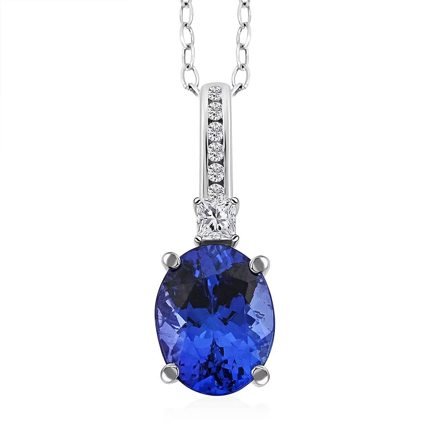 shop lc Certified & Appraised Rhapsody 950 Platinum AAAA Tanzanite and E-F VS Diamond Statement Pendant without Chain 2.75 ctw