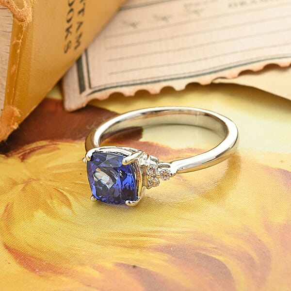Shop Lc Certified & Appraised Rhapsody 950 Platinum AAAA Tanzanite And Diamond E-F VS Ring 4 Grams 1.60 Ctw