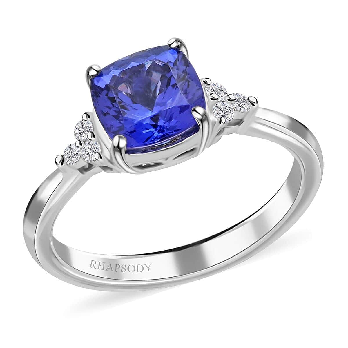 shop lc Certified & Appraised Rhapsody 950 Platinum AAAA Tanzanite and Diamond E-F VS Ring 4 Grams 1.60 ctw