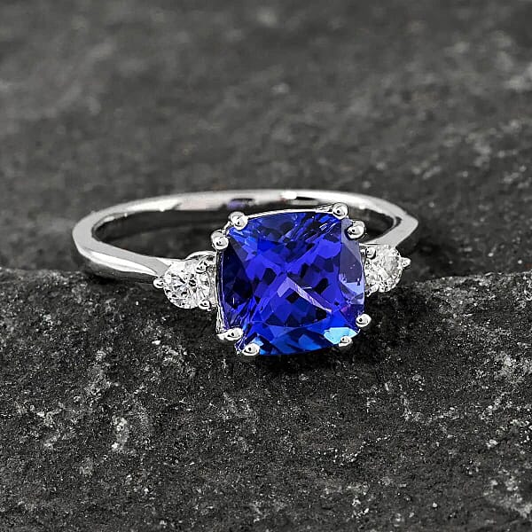 Shop Lc Certified & Appraised Rhapsody 950 Platinum AAAA Tanzanite And E-F VS Diamond Ring 4.15 Grams 2.80 Ctw